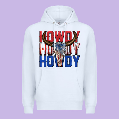 Howdy Howdy Howdy 4th Of July Bull Skull Billie Wi Premium Hoodie Designed By Texasbilliewilder