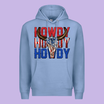 Howdy Howdy Howdy 4th Of July Bull Skull Billie Wi Premium Hoodie Designed By Texasbilliewilder