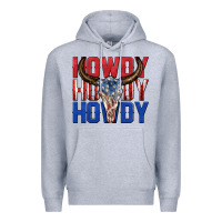 Heather Grey howdy howdy howdy 4th of july bull skull billie wi Premium Hoodie - texasbilliewilder