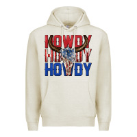 Oatmeal Heather howdy howdy howdy 4th of july bull skull billie wi Premium Hoodie - texasbilliewilder