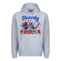 Heather Grey howdy america western Premium Hoodie - texasbilliewilder