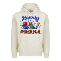 Oatmeal Heather howdy america western Premium Hoodie - texasbilliewilder