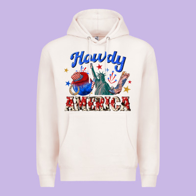 Howdy America Western Premium Hoodie Designed By Texasbilliewilder