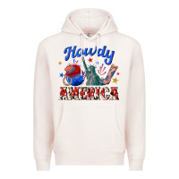 Pale Pink howdy america western Premium Hoodie - texasbilliewilder