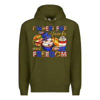 Army Green i m here for snacks and freedom Premium Hoodie - texasbilliewilder