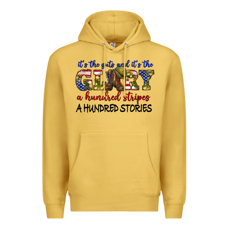 Its The Guts And Its The Glory A Hundred Stripes Premium Hoodie by texasbilliewilder | Teevron