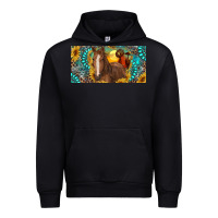 Black horse and desert with sunflowers gemstone Urban Hoodie - RanaPortraitStore