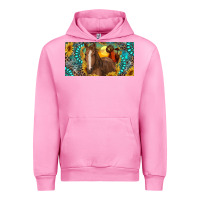 Fuchsia Pink horse and desert with sunflowers gemstone Urban Hoodie - RanaPortraitStore