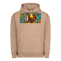 Pigment Burro horse and desert with sunflowers gemstone Urban Hoodie - RanaPortraitStore