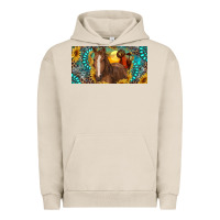 Pigment French Oak horse and desert with sunflowers gemstone Urban Hoodie - RanaPortraitStore