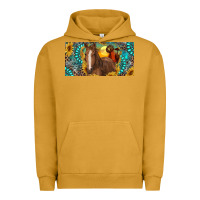 Pigment Peanut Butter horse and desert with sunflowers gemstone Urban Hoodie - RanaPortraitStore