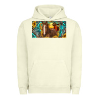 Pigment Pistachio horse and desert with sunflowers gemstone Urban Hoodie - RanaPortraitStore