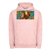 Pigment Salmon horse and desert with sunflowers gemstone Urban Hoodie - RanaPortraitStore