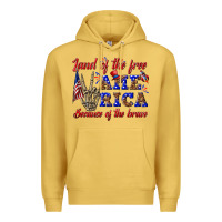 Antique Gold land of the free america because of the brave Premium Hoodie - texasbilliewilder