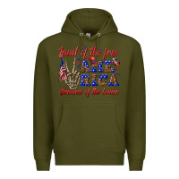 Army Green land of the free america because of the brave Premium Hoodie - texasbilliewilder