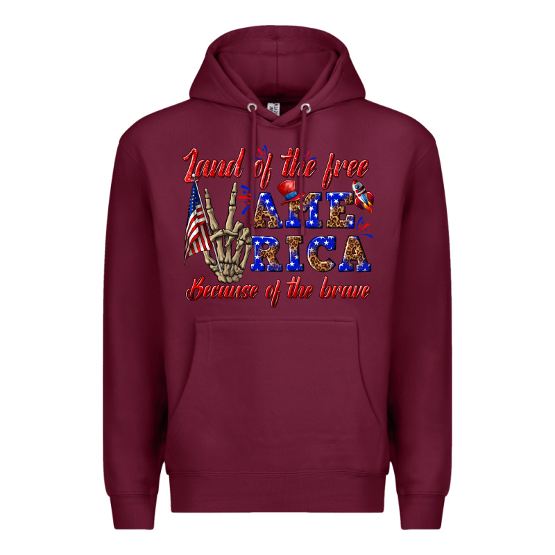Land Of The Free America Because Of The Brave Premium Hoodie by texasbilliewilder | Teevron