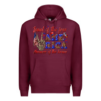Burgundy land of the free america because of the brave Premium Hoodie - texasbilliewilder