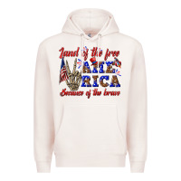 Pale Pink land of the free america because of the brave Premium Hoodie - texasbilliewilder
