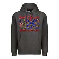 Charcoal Heather land of the free america because of the brave Premium Hoodie - texasbilliewilder