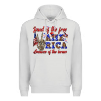 Dove Grey land of the free america because of the brave Premium Hoodie - texasbilliewilder