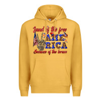 Mustard land of the free america because of the brave Premium Hoodie - texasbilliewilder