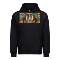 Black horses with leopard and sunflowers Urban Hoodie - RanaPortraitStore