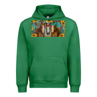 Emerald horses with leopard and sunflowers Urban Hoodie - RanaPortraitStore