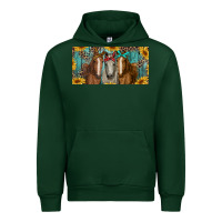 Forest Green horses with leopard and sunflowers Urban Hoodie - RanaPortraitStore