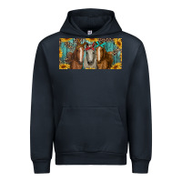 Navy horses with leopard and sunflowers Urban Hoodie - RanaPortraitStore