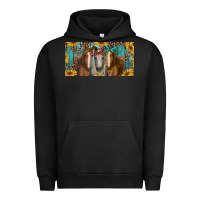 Pigment Black horses with leopard and sunflowers Urban Hoodie - RanaPortraitStore