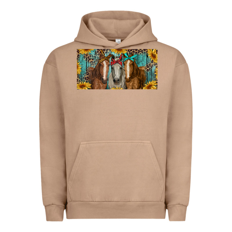 Horses With Leopard And Sunflowers Urban Hoodie by RanaPortraitStore | Teevron