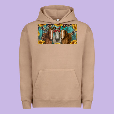 Urban Hoodie horses with leopard and sunflowers