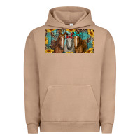 Pigment Burro horses with leopard and sunflowers Urban Hoodie - RanaPortraitStore