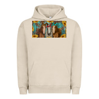 Pigment French Oak horses with leopard and sunflowers Urban Hoodie - RanaPortraitStore