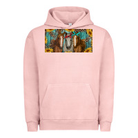 Pigment Salmon horses with leopard and sunflowers Urban Hoodie - RanaPortraitStore