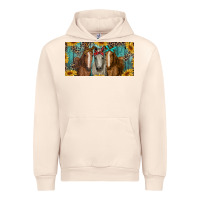 Sandshell horses with leopard and sunflowers Urban Hoodie - RanaPortraitStore