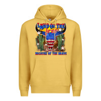 Antique Gold land of the free because of the brave Premium Hoodie - texasbilliewilder