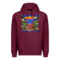 Burgundy land of the free because of the brave Premium Hoodie - texasbilliewilder
