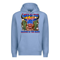 Colony Blue land of the free because of the brave Premium Hoodie - texasbilliewilder