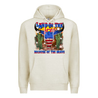Oatmeal Heather land of the free because of the brave Premium Hoodie - texasbilliewilder