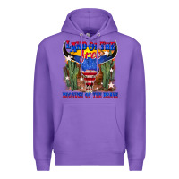 Purple land of the free because of the brave Premium Hoodie - texasbilliewilder