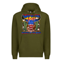 Army Green land of the free because of the brave Premium Hoodie - texasbilliewilder