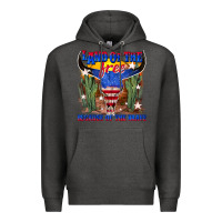 Charcoal Heather land of the free because of the brave Premium Hoodie - texasbilliewilder