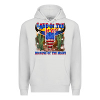 Dove Grey land of the free because of the brave Premium Hoodie - texasbilliewilder
