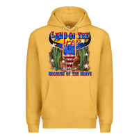 Mustard land of the free because of the brave Premium Hoodie - texasbilliewilder