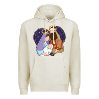Oatmeal Heather holy night jesus birth Premium Hoodie - Zillion Design Studio