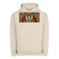 Pigment French Oak Horses with serape and leopard Urban Hoodie - RanaPortraitStore