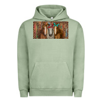 Pigment Oil Green Horses with serape and leopard Urban Hoodie - RanaPortraitStore