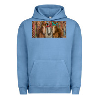 Pigment Pebble Blue Horses with serape and leopard Urban Hoodie - RanaPortraitStore