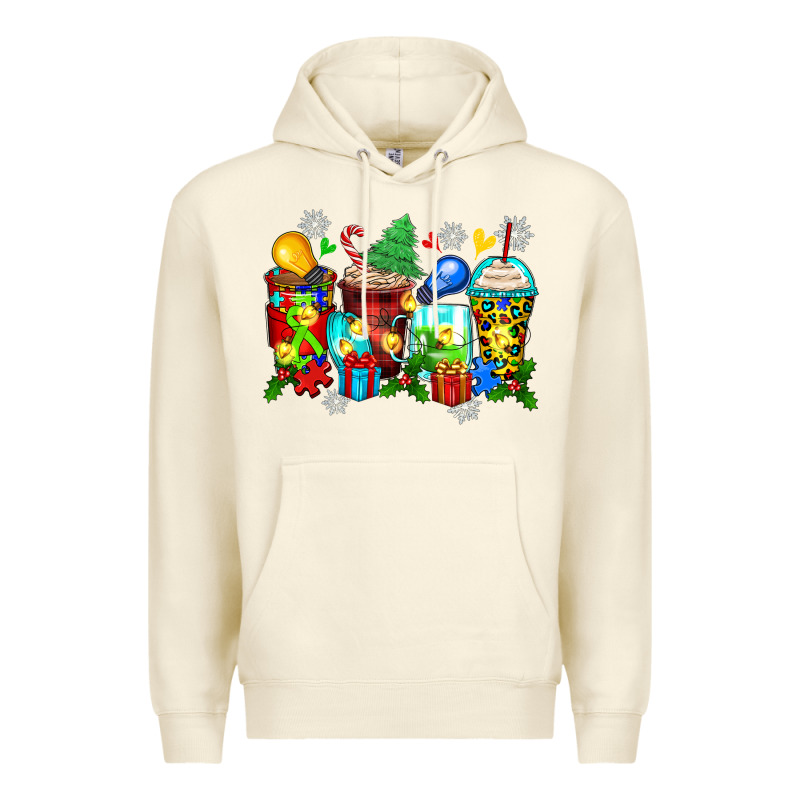 Autism Christmas Coffee Cups Premium Hoodie by Zillion Design Studio | Teevron